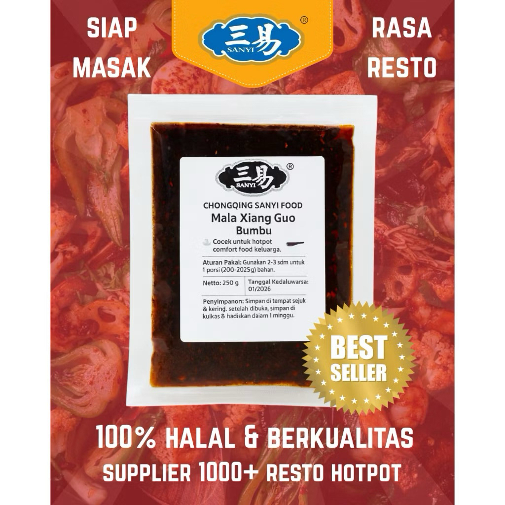 SANYI Halal Bumbu Mala Xiang Guo Seasoning Malatang Hotpot Siap Masak Bumbu Tumis Pedas Gurih Khas S