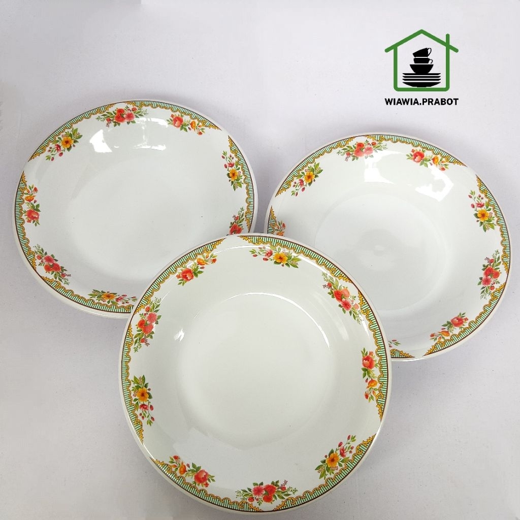 Piring keramik lucky motif bunga ukuran 9inc