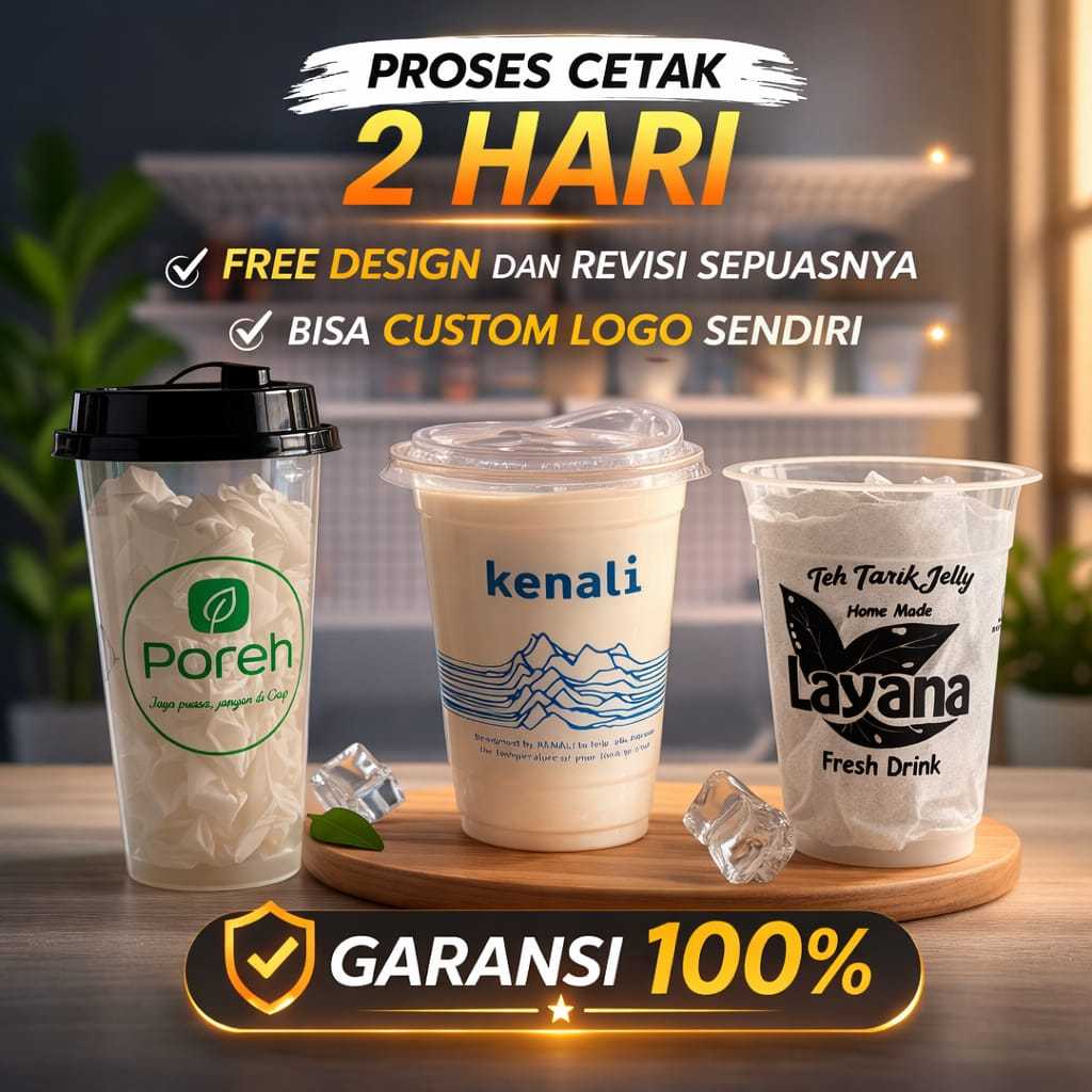 Sablon cup plastik 12 Oz