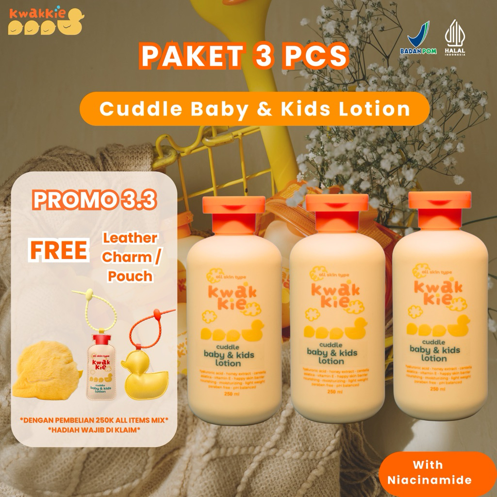 [PROMO] Kwakkie 3 PCS x 250ml Cuddle Baby & Kids Lotion - Lotion Pelembab Tubuh, Face Cream - Pencer