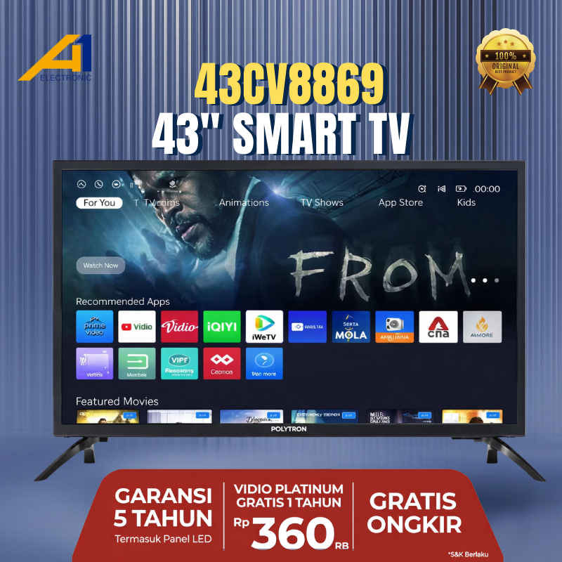 POLYTRON LED TV 24 - 50 Inch Digital Smart Google TV DVB T2 HD FHD 4K Speaker Tower - 32 40 43"