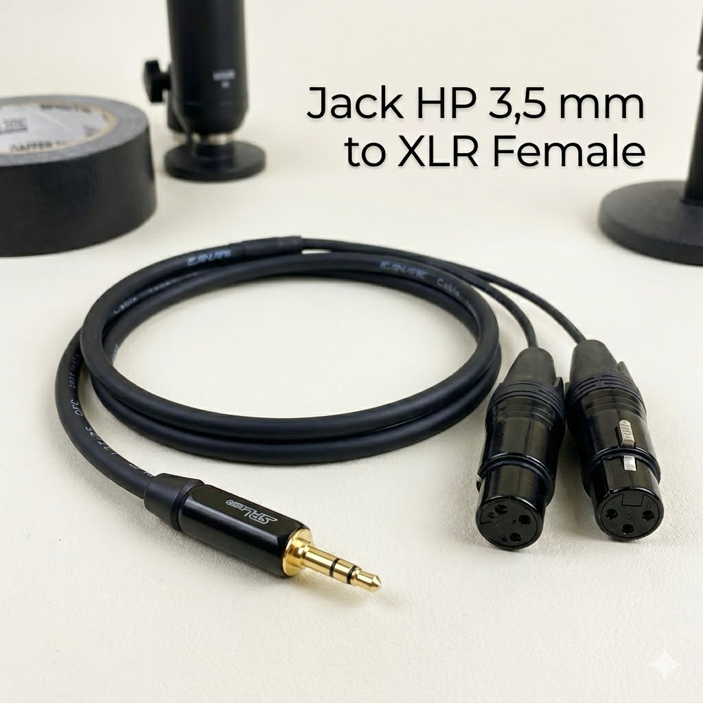Kabel aux 3,5 SPL audio to dual xlr female / jack mini stereo xlr female