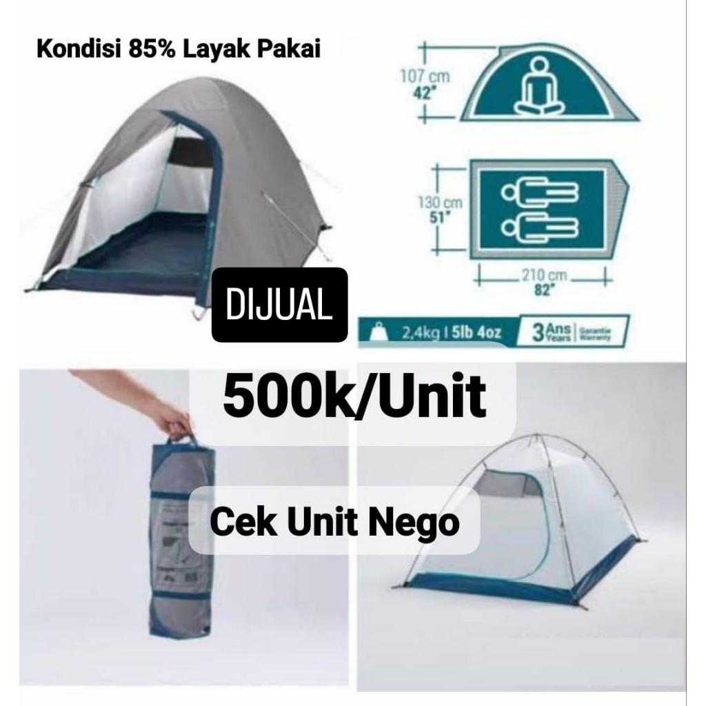 Tenda Arpenaz 2p (Kapasitas 2 Orang) Bekas