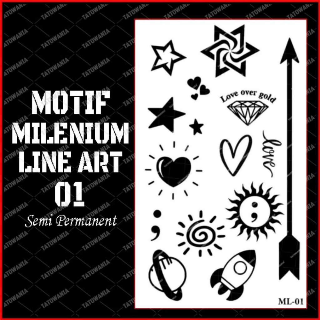 BERTATO-Stiker tato temporer semi permanen Seri ML 01 / Tato temporer anti air semi permanen / Berta