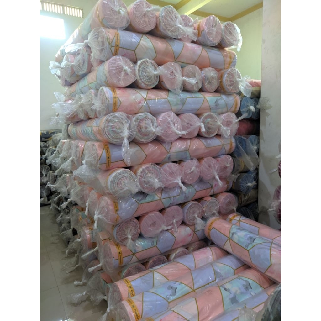 PUSAT KAIN POLLIMIKRO TERMURAH, KUALITAS BAGUS BAHAN KATUN DISPERSE 1ROLL ISI 100METER