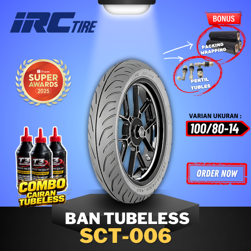 [READY COD] BAN IRC SCT006 100/80-14 RING 14 / BAN TUBELESS IRC RING 14 BAN MOTOR PCX AEROX VARIO / 