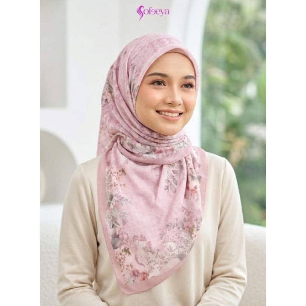 SHOFFEYA - hijab voal motif printing mist series jilbab 110 × 110 cm dan syari Jumbo 130 × 130 cm mo