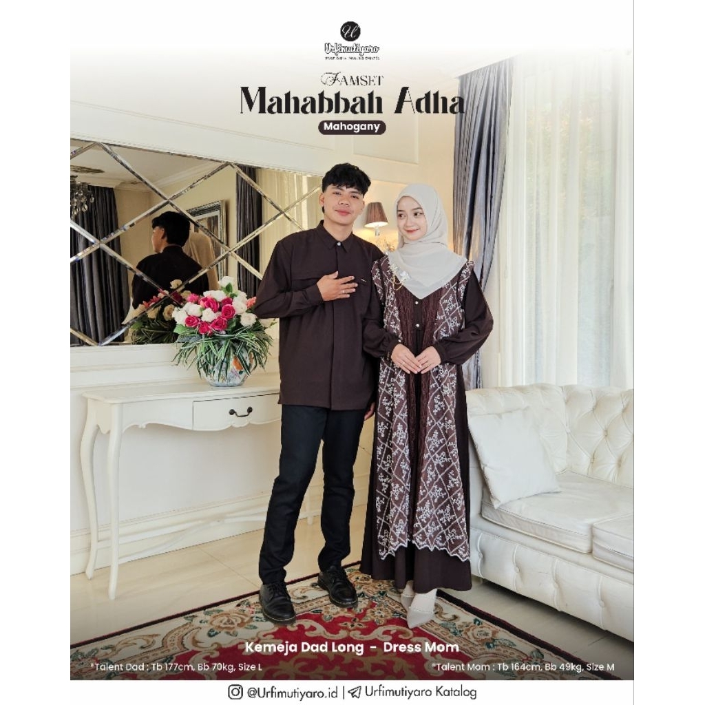 Couple Mahabbah Adha by Urfimutiyaro Couple Kemeja Lengan Panjang Pendek dan Gamis Terbaru Jumbo