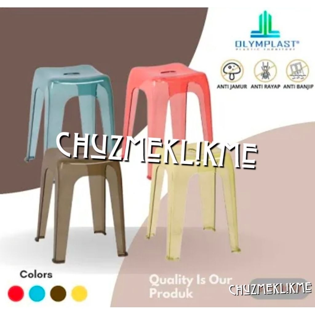 Kursi Olymplast Bening transparan/Bangku baso Olymplast Crystal transparan/Bangku plastik transparan