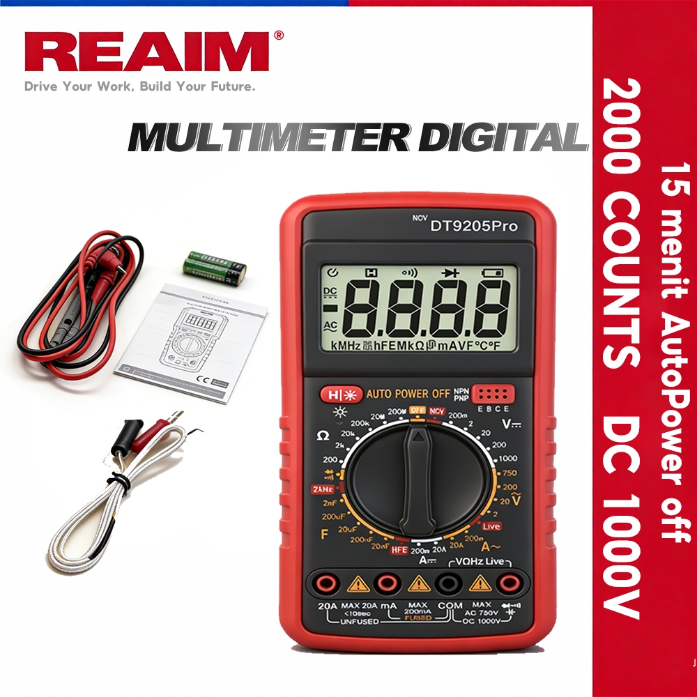 REAIM Multitester Digital Otomatis 2000 COUNTS  Avometer Digital  Dapat Mengukur Suhu