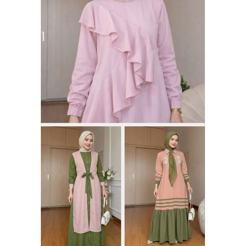 [RAMADHAN SALE] Gamis Wanita Murah 2pcs 100Ribu + FREE 1 Atasan | Paket Hemat 3pcs | Paket 100ribu d