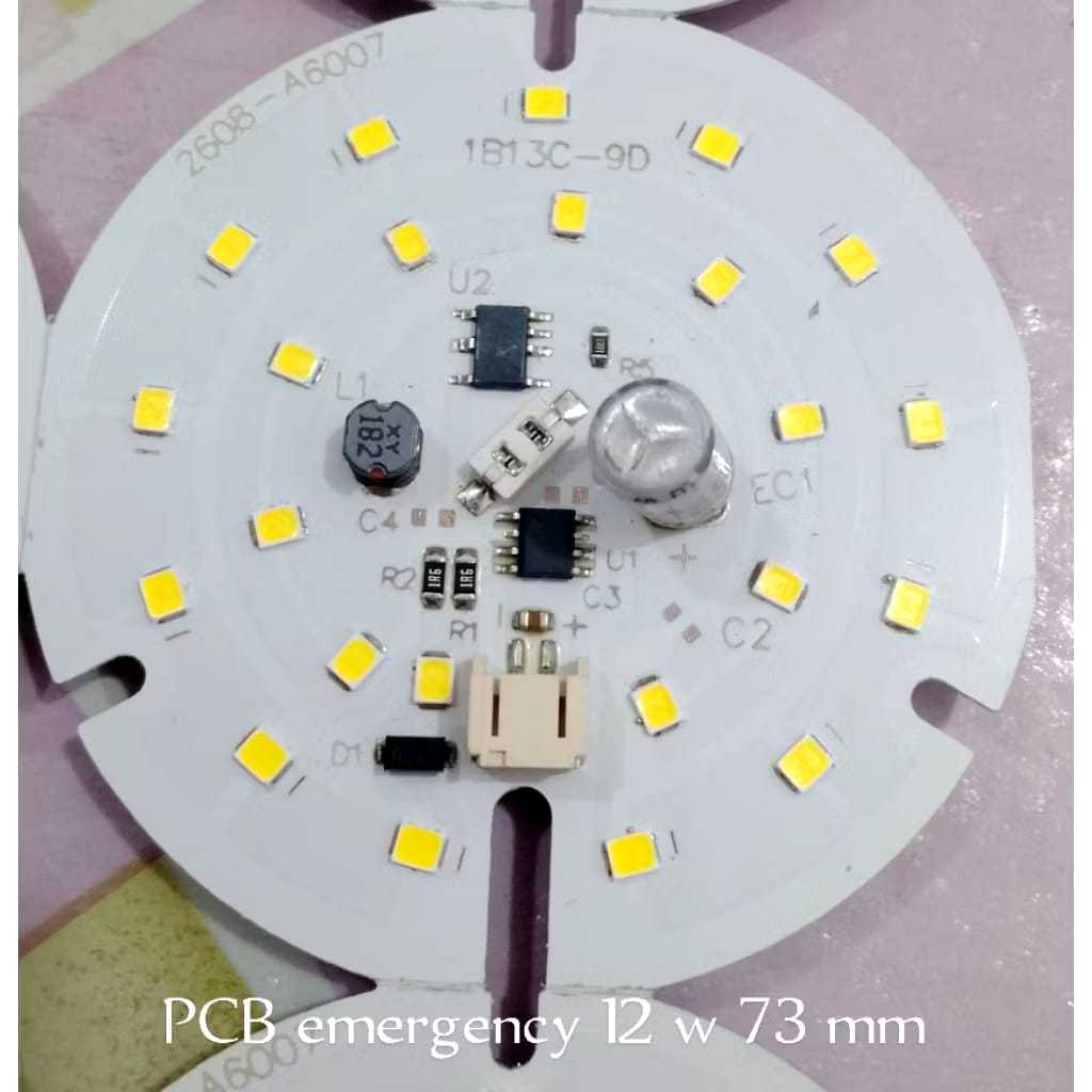 PCB Mesin Lampu LED AC DC EMERGENCY 12 Watt – 73mm – Putih Terang (Baru)