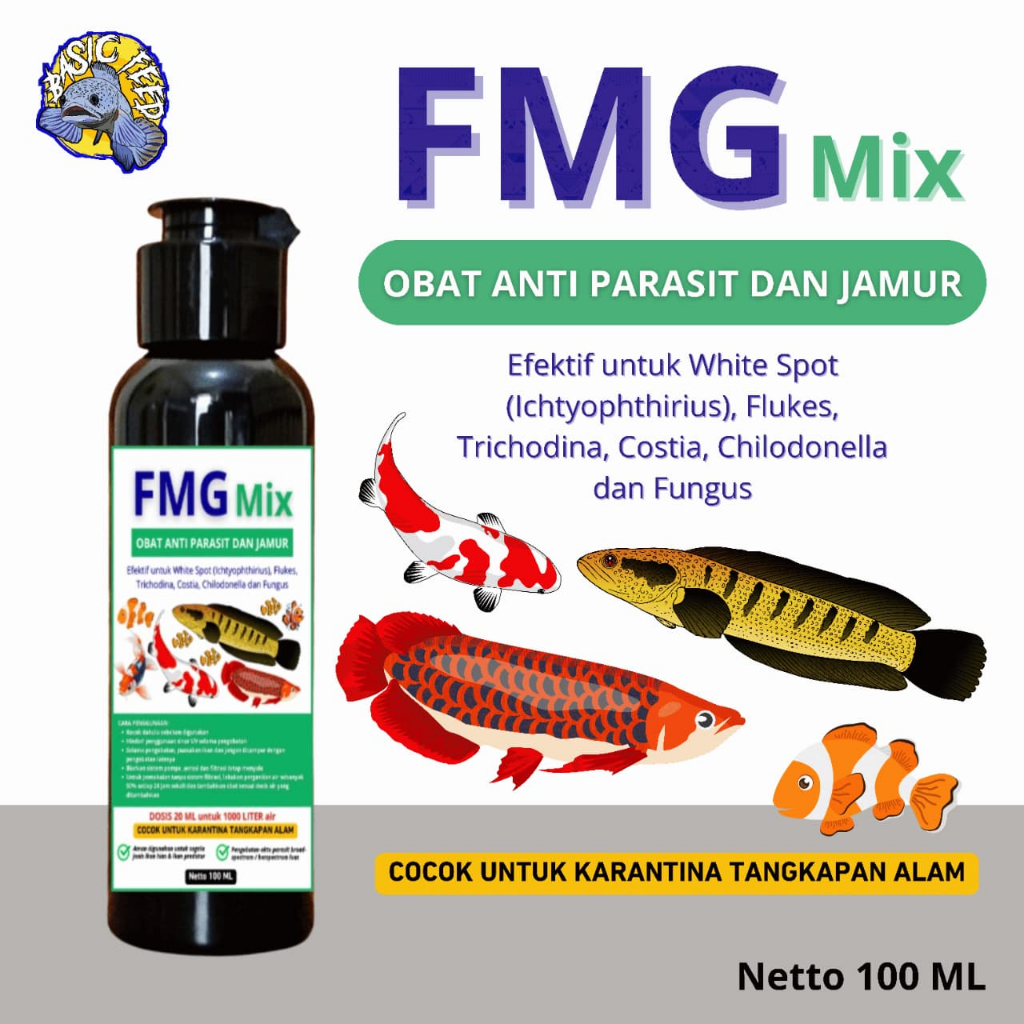 FMG MIX obat anti parasit jamur ikan koi ikan koi obat karantina ikan tangkapan alam 100ml