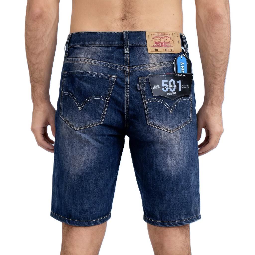 Celana Jeans Pendek Pria Denim Wishker 501