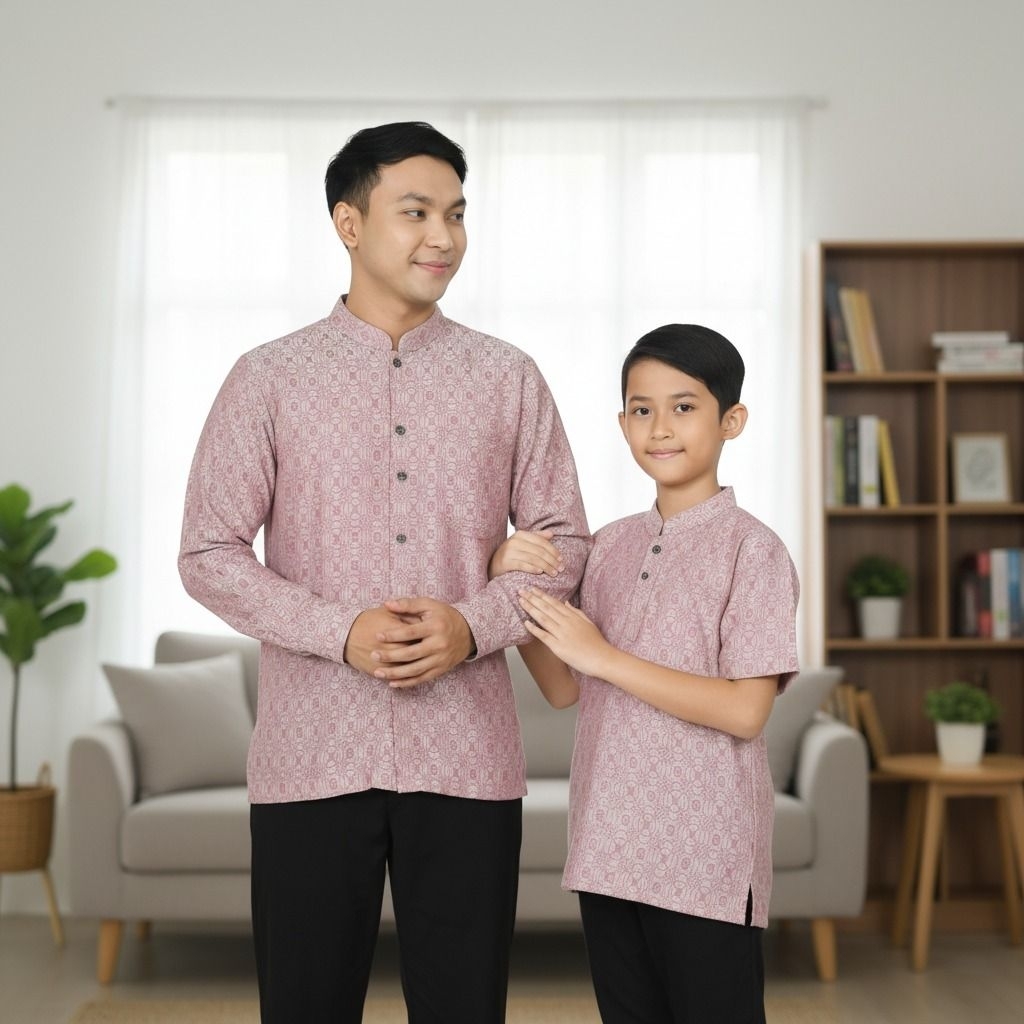 PREMIUM Baju Koko Couple Viscose Jaquard Rose