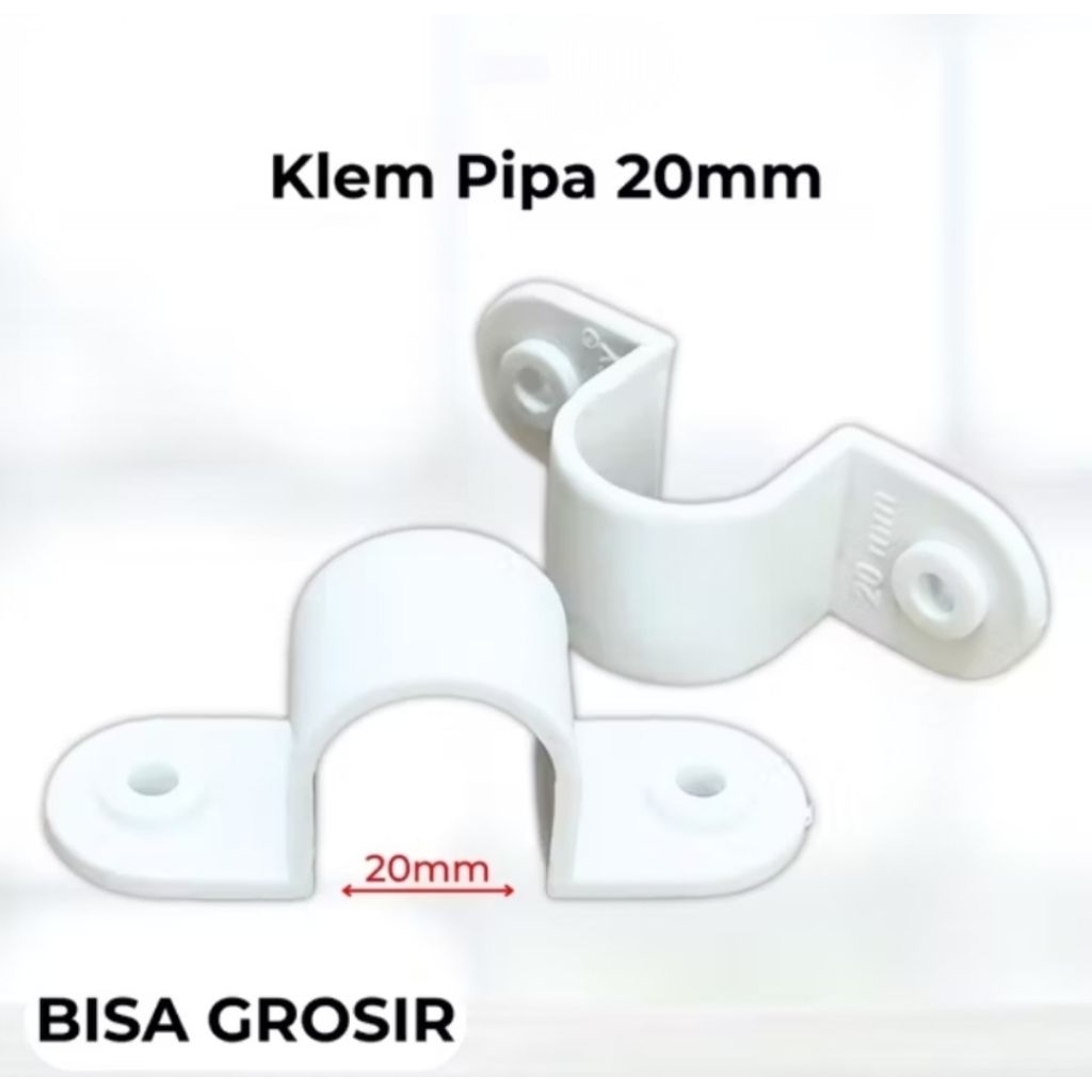 Klem Pipa 5/8" 20mm Listrik Clemp Clipsal Klem Omega PVC