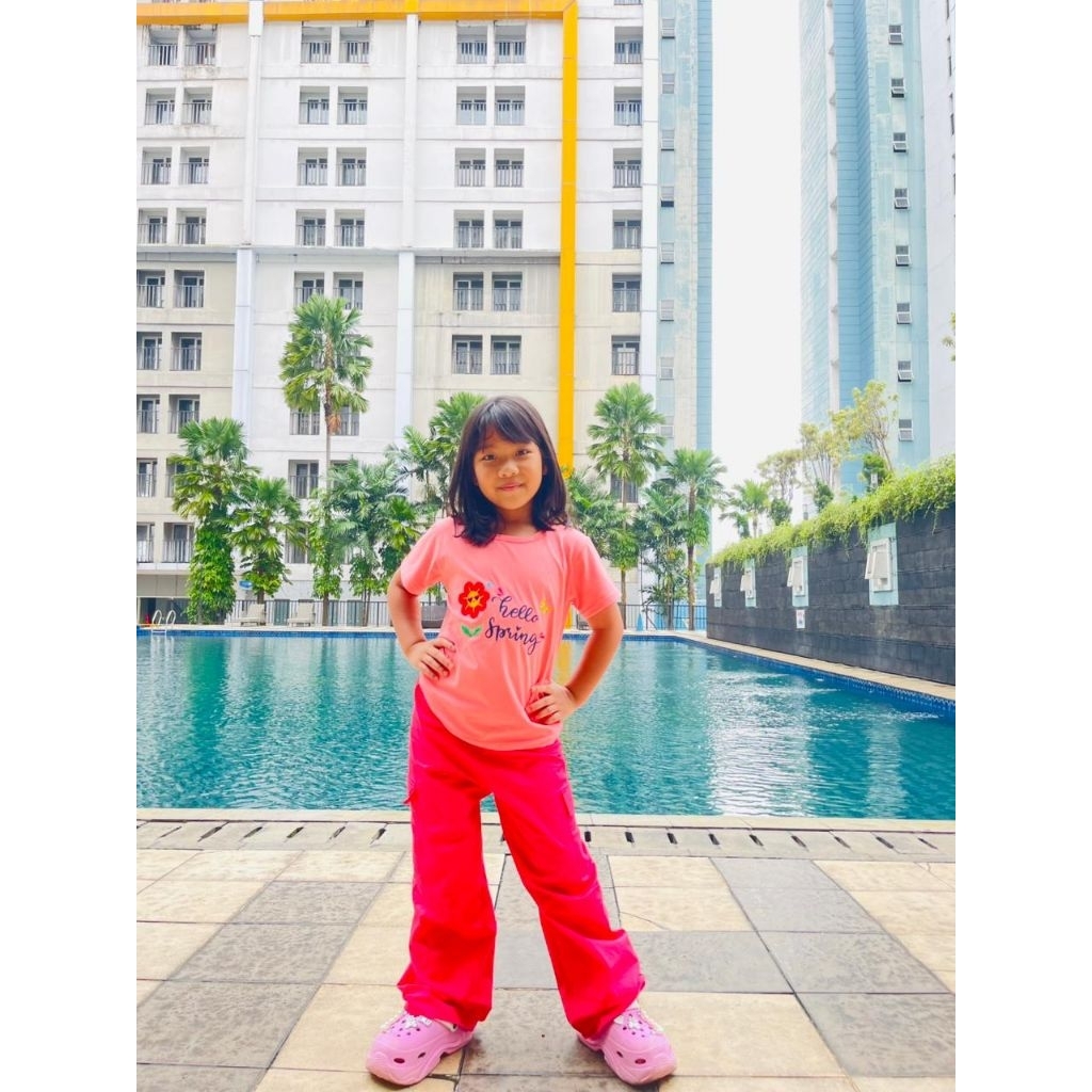 One set setelan baju anak dan remaja perempuan bahan katun premium