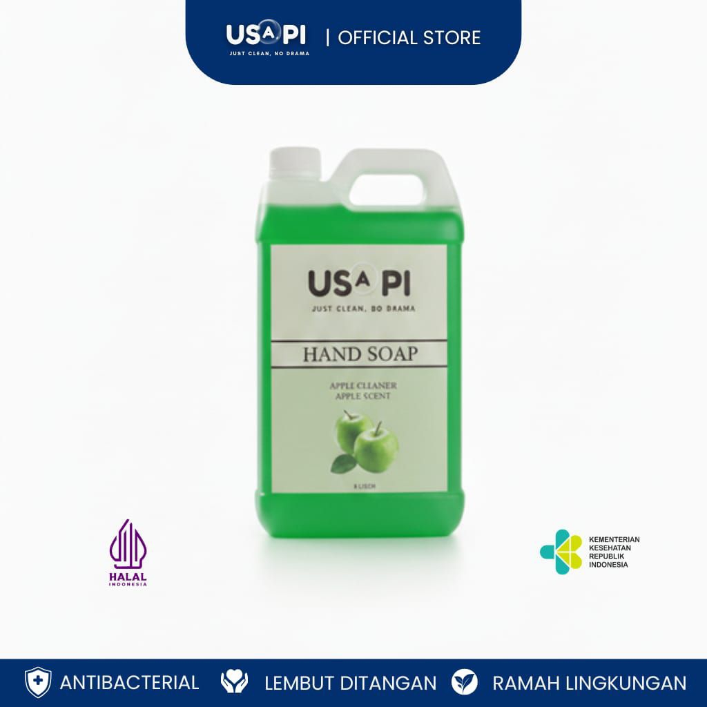 USAPI Hand Soap Apple Scent Refill 5000 ml | Sabun Cuci Tangan Apel Hijau Antibacterial Refill 5 Lit