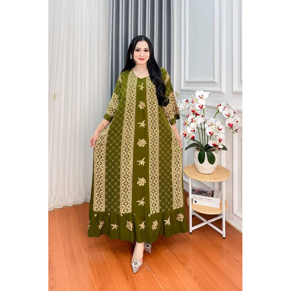 DRESS JUMBO MOTIF BUNGA WANITA LD 130 CM GAMIS FASHION DASTER BUSUI GAMIS RAYON PREMIUM OVERSIZE