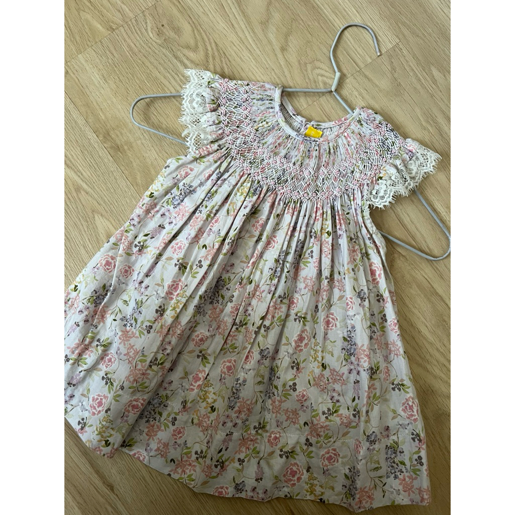 Les Petits Handmade Smocked Dress Pink Size 12M (PRELOVED)