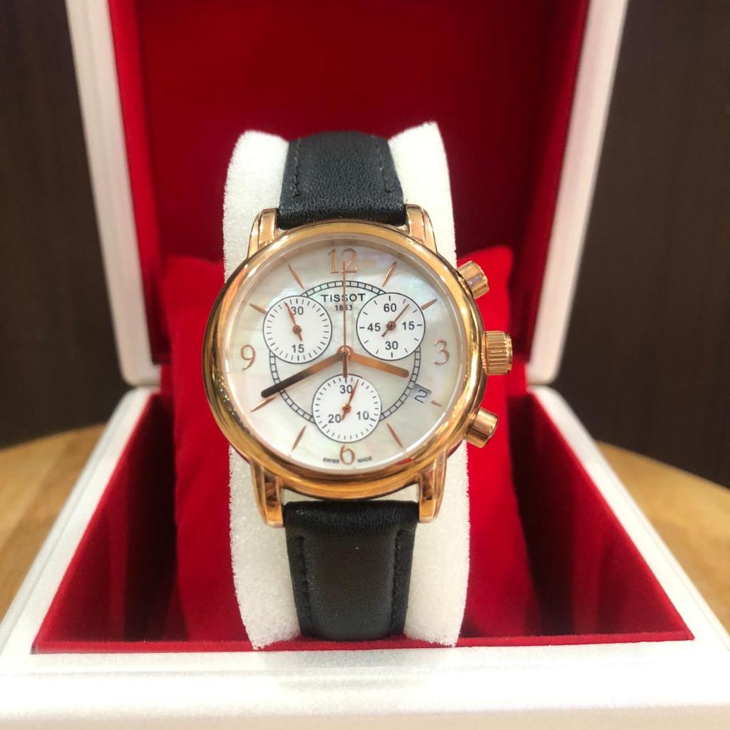Jam Tangan Wanita TISSOT Tali Kulit Multifungsi