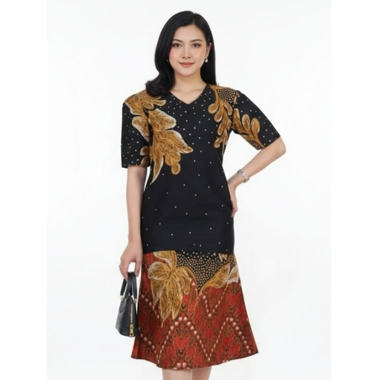 Baju Atasan Wanita Terbaru Dress Raisa Batik Untuk Ke Kantor, Lapis Furing dan Cocok Untuk  Atasan W