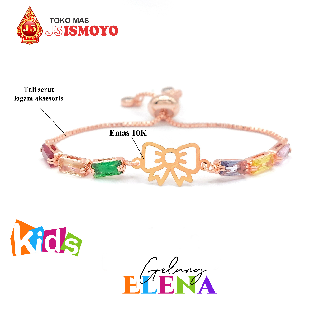 Gelang Anak Tali Serut Kombinasi Emas Mas 10K Asli Elena J5 Ismoyo