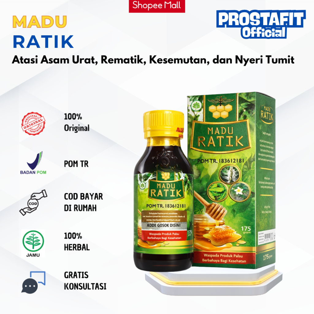 Madu Ratik Herbal Original 100% Untuk Atasi Asam Urat, Rematik, Kesemutan, dan Nyeri Sendi