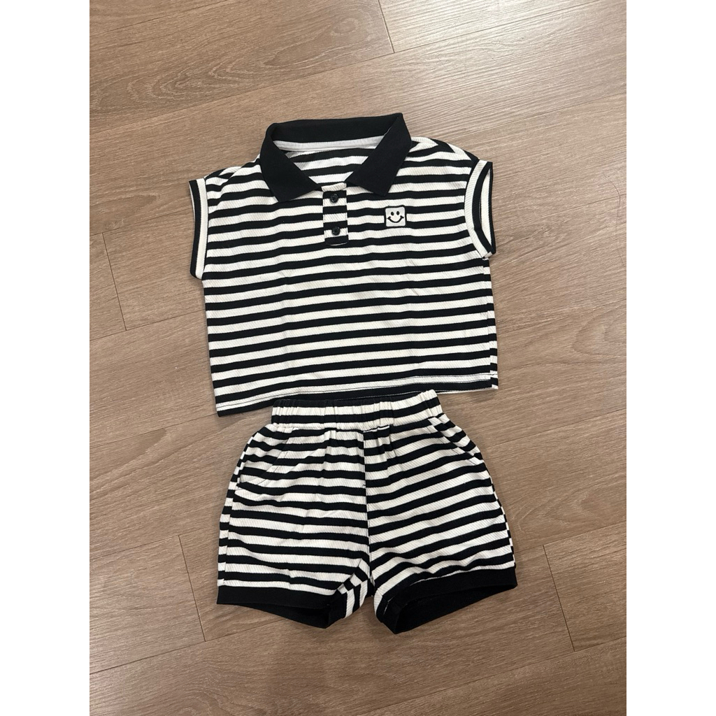 baju set anak motif garis