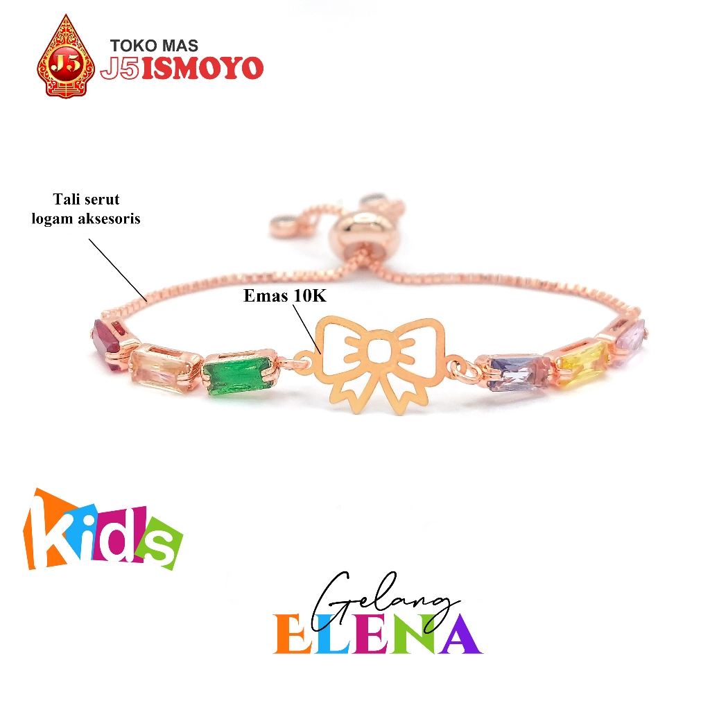 Gelang Anak Tali Serut Kombinasi Emas Mas 10K Asli Elena J5 Ismoyo