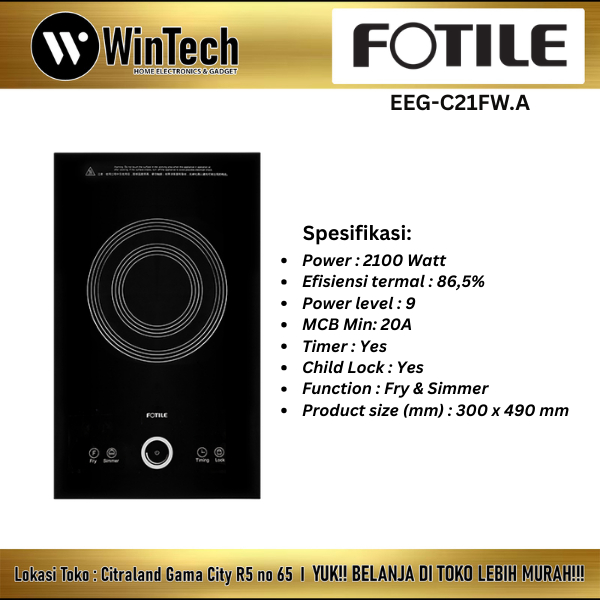 FOTILE Induction Hob / Kompor Tanam Induksi 1 Tungku - C21FW.A - 9 Power Level