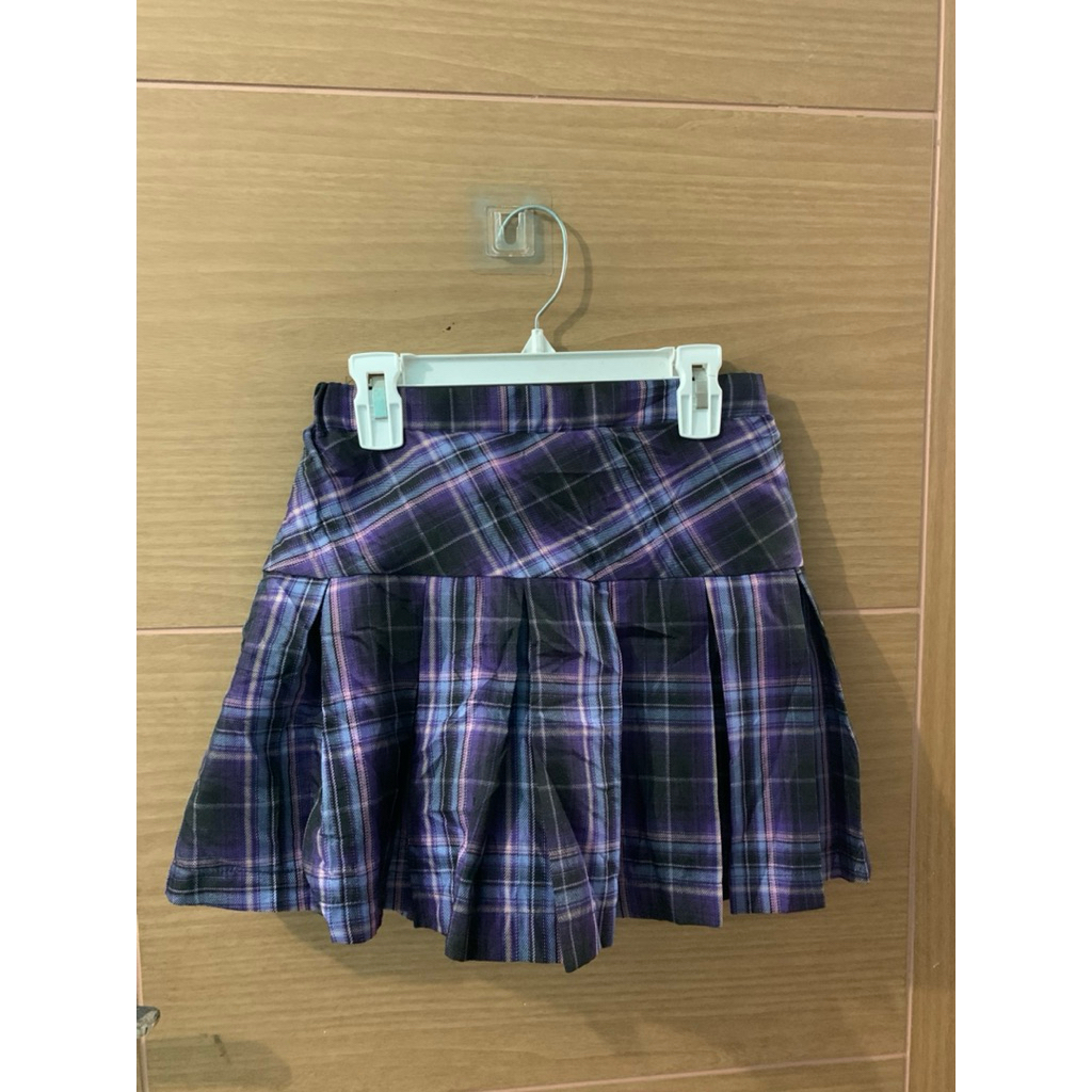 8-12 (Y) Rok Celana Ohoo Kids Tartan Ungu Anak Perempuan