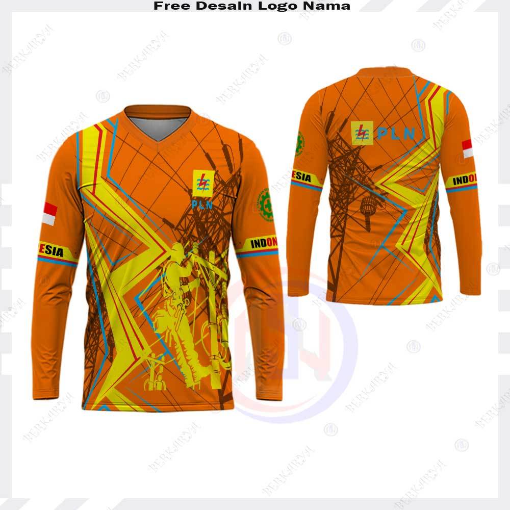 Baju PLN Lengan Panjang /Kaos Pria Jersey PLN Listrik Pintar Fullprint /Kaos PLN Terbaru Free Custom