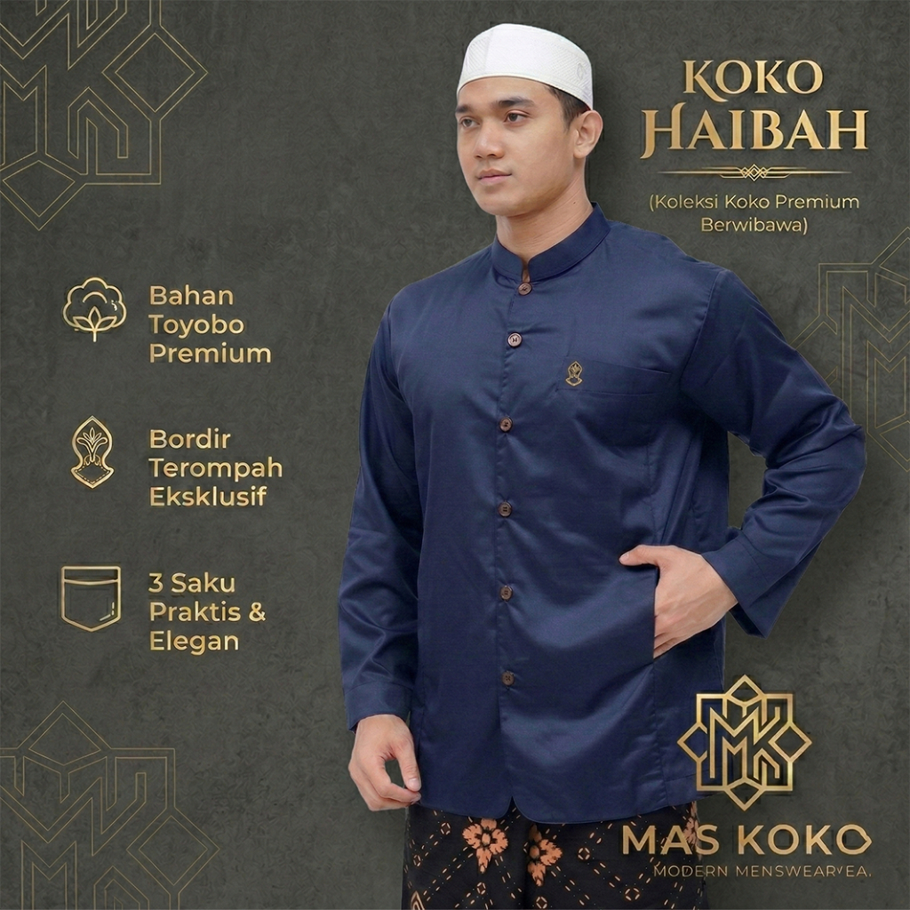 BAJU KOKO HAIBAH AMMU ORIGINAL PREMIUM SEMI JAS TROMPAH EXCLUSIVE PREMIUM BAHAN KATUN MADINAH KOKO D