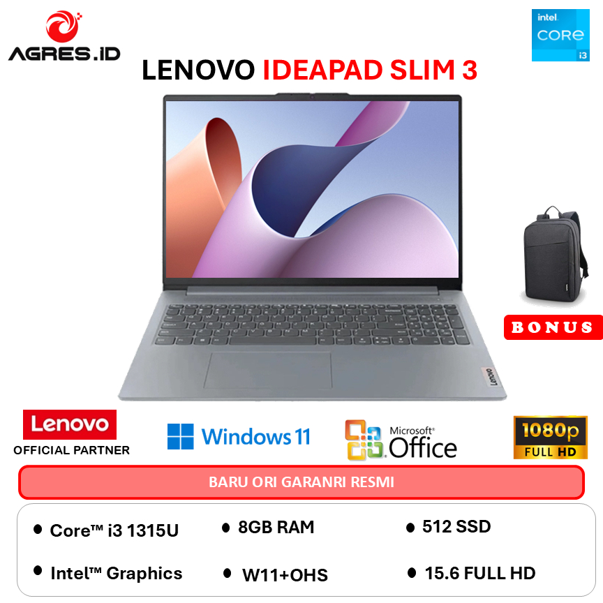 LENOVO IDEAPAD SLIM 3 15IRU8 I3 1315U - RAM 8GB 512GB W11+OHS+M365B 15.6FHD -KXID