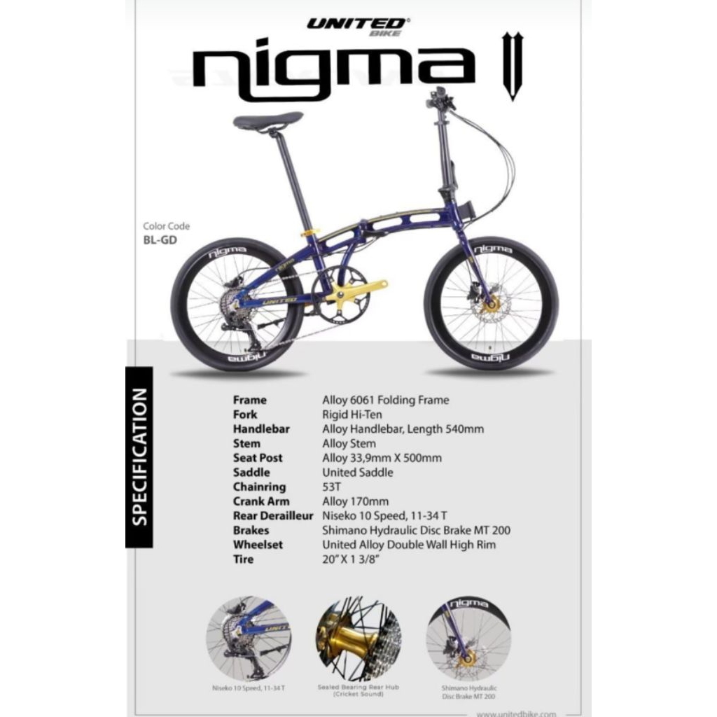 Sepeda Lipat 20 United Nigma V 10 speed