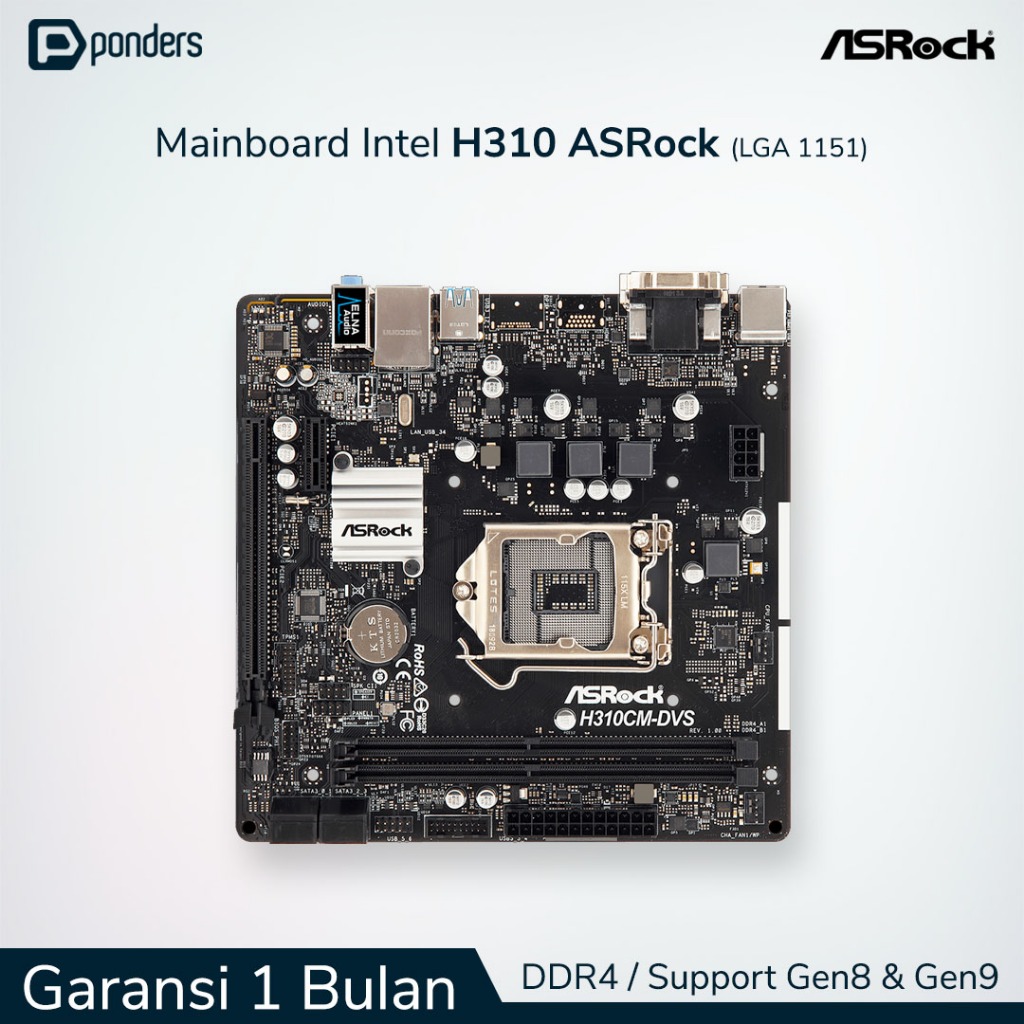 Mainboard Intel H310 ASRock LGA 1151 DDR4 Support Gen8 & Gen9