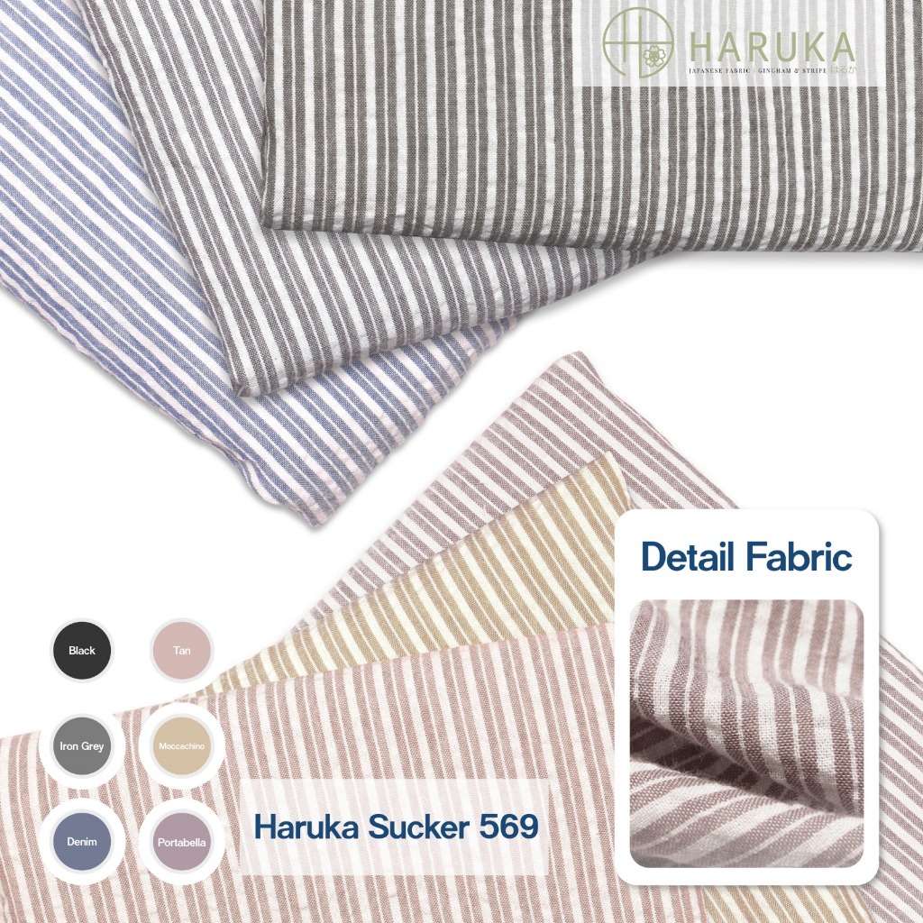 Kain Haruka Sucker 569 | Kain Stripe Polyester Cotton | Kain Salur Ringan, Breathable, Easy Care Pre