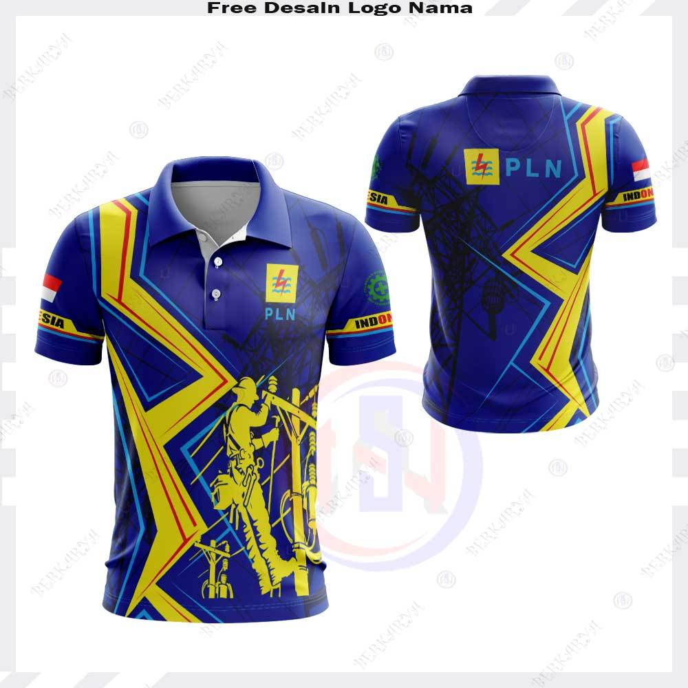 Baju PLN Listirk Indonesia / Kaos Polo PLN Lengan Pendek Free Custom Jersey PLN Fullprint