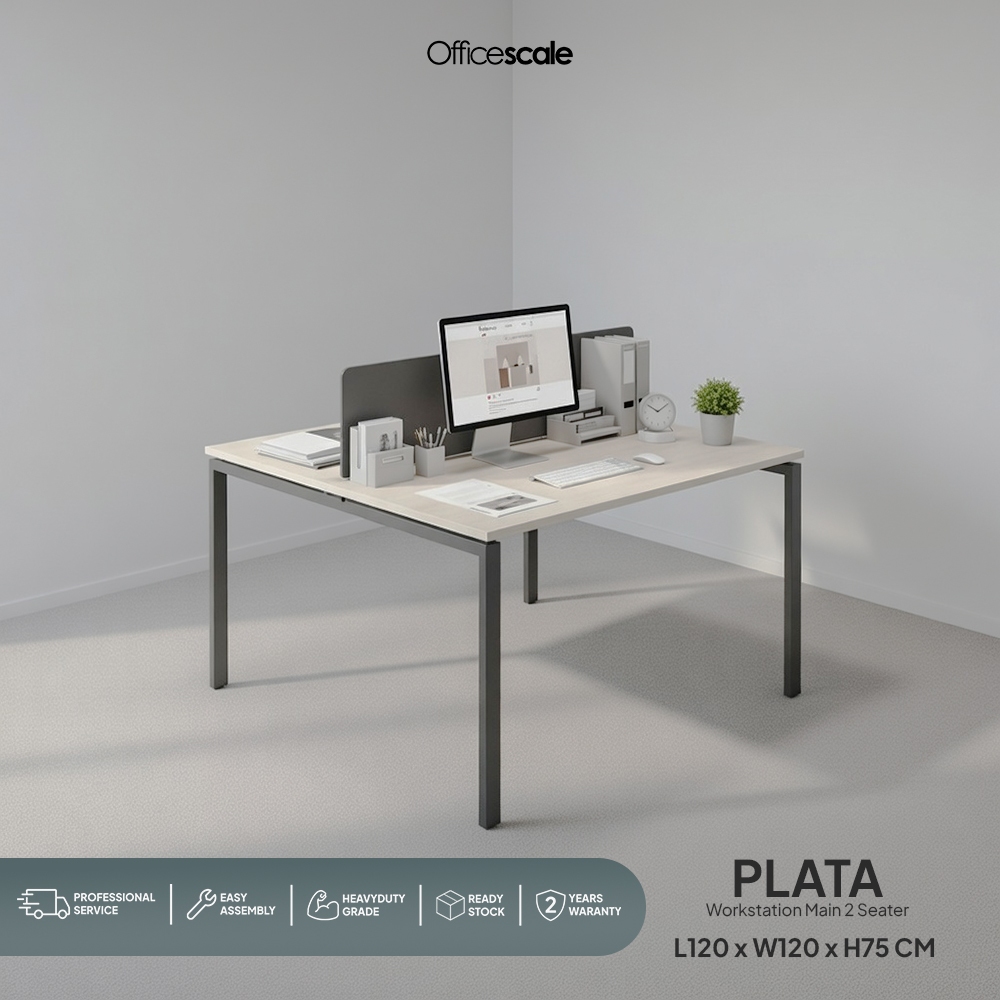 Officescale Meja Kerja Kantor Berhadapan 2 Orang + Panel Sekat 120x120x75cm
