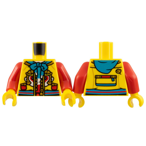 Lego Yellow Part 973pb5023c01 Torso Jacket, Dark Turquoise Drawstring and Hood, Gold Zipper, Monkey 