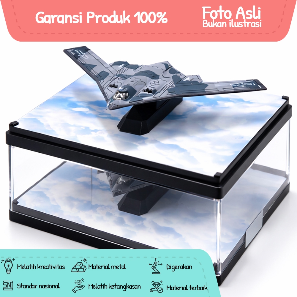 Miniatur Pesawat Stealth Bomber B2 Spirit Diecast Metal + Base Mika Susun Display Koleksi Premium