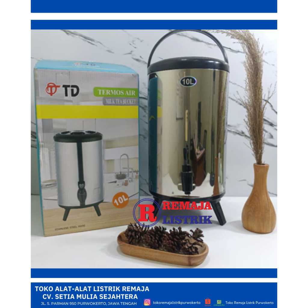 Termos Air / Milk Tea Bucket Stainless 10 Liter Twin Dog