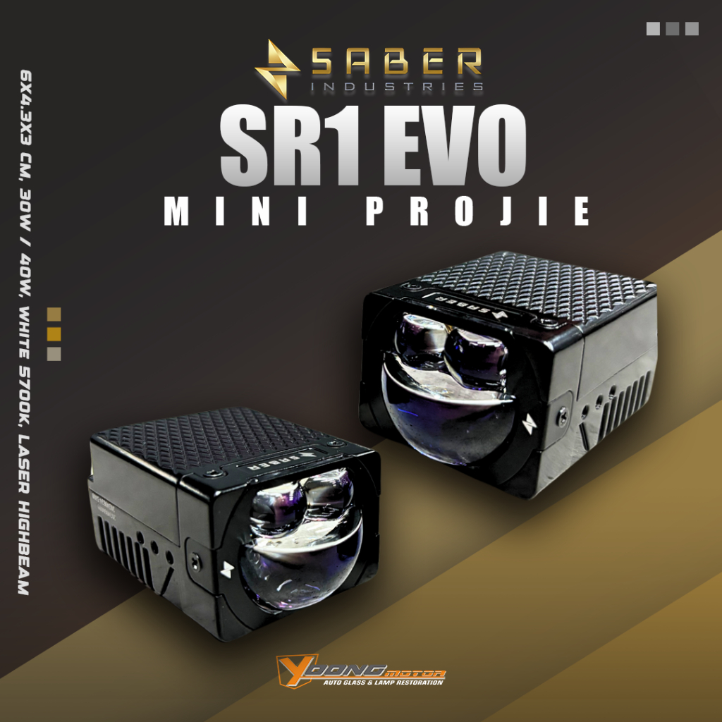 SABER SR1 EVO Mini Projector | Lampu Sorot Mobil | Car Autolighting | LED Projector | Automotive Bea