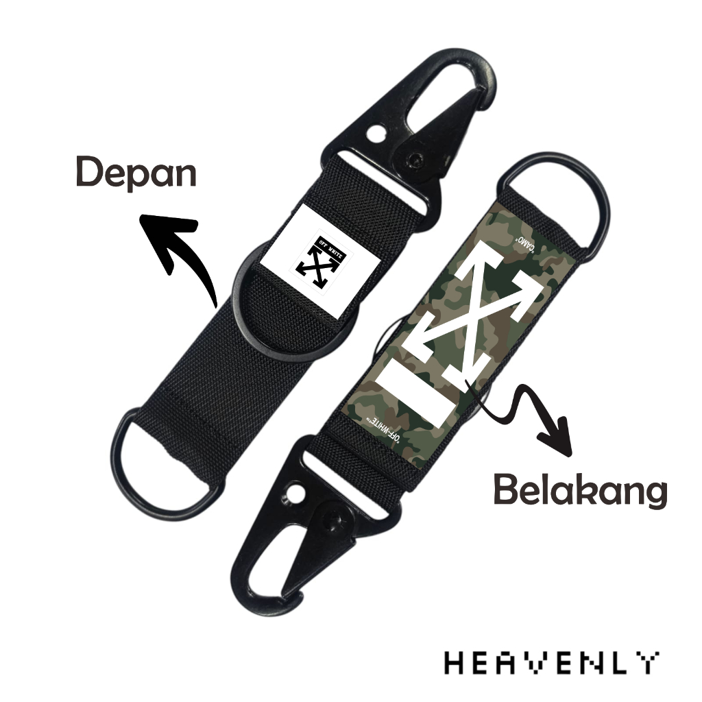 Gantungan Kunci Double Ring off white Nylon sablon