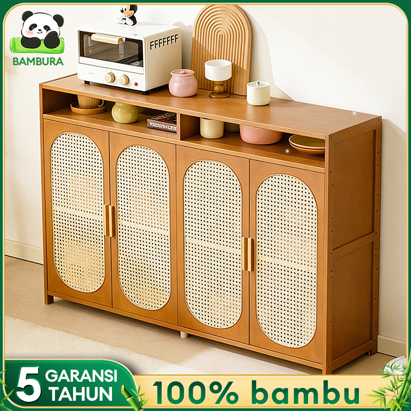 Lemari Dapur Lemari Dapur Bambu Lemari Piring Lemari Makan Kabinet Dapur 60/90/120CM