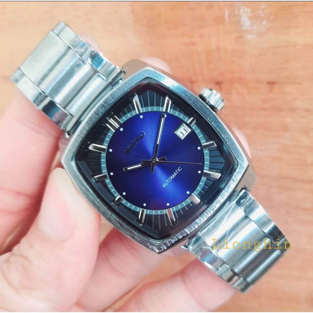 jam tangan pria automatic jam tangan seiko segi/kotak tanpa baterai rantai stainless
