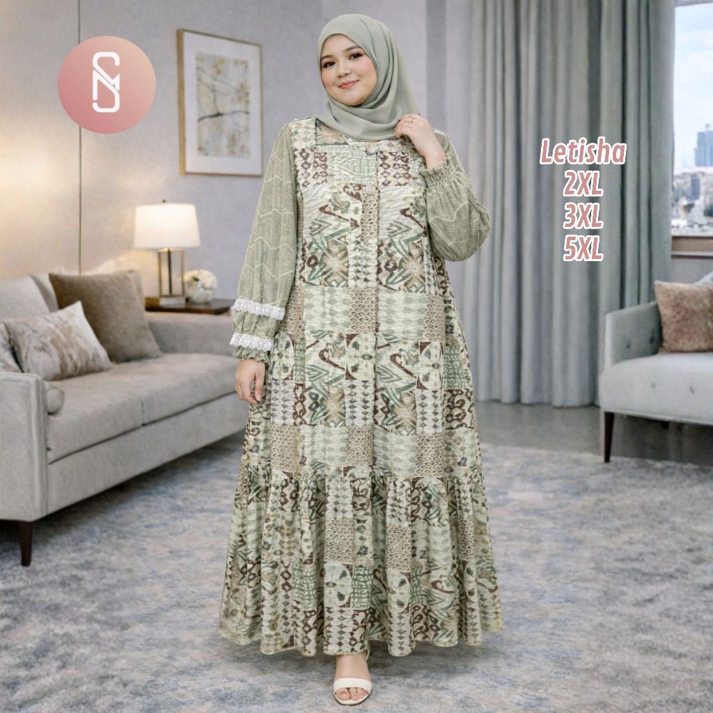 Myshawl Letisha Siyona Hasna Dress Premium Gamis Syar'i Pesta Jumbo Polos Ld 140 130