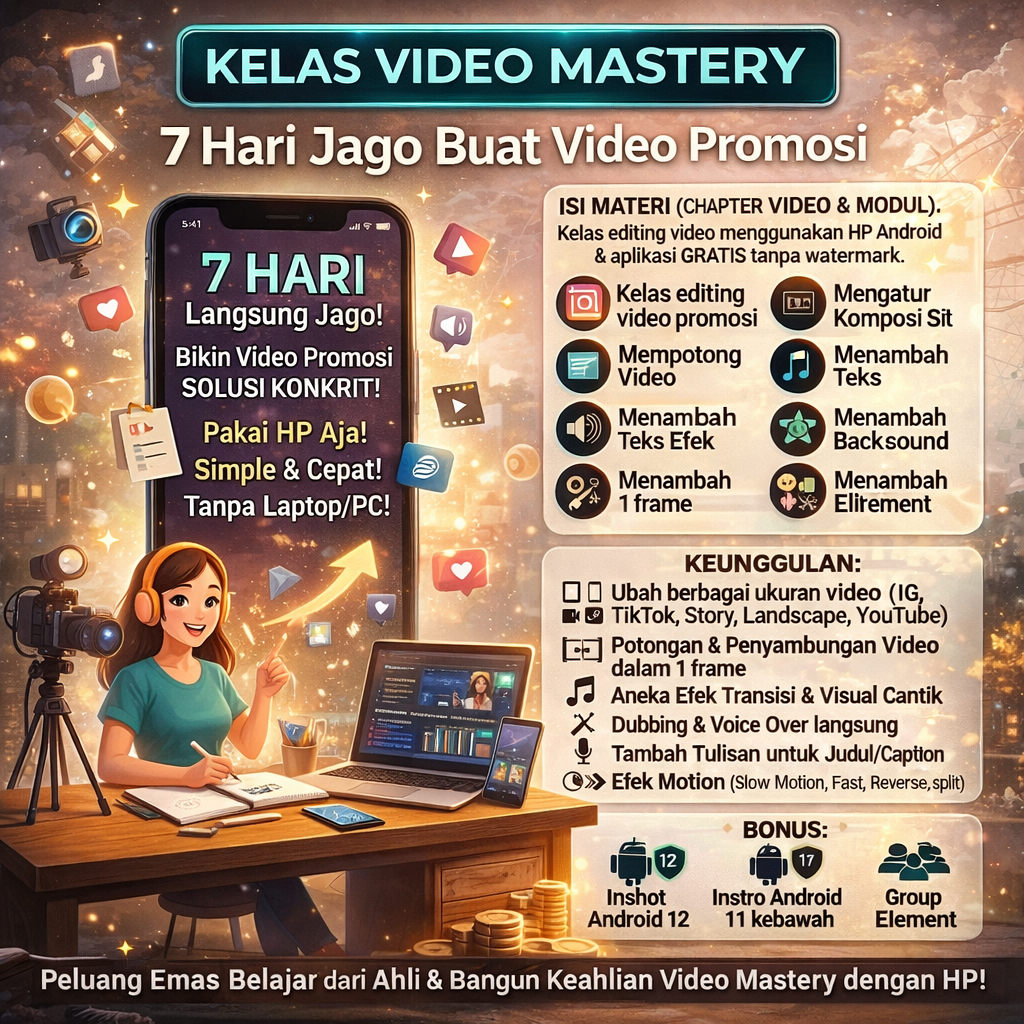 KELAS VIDEO MASTERY - 7 Hari Jago Buat Video Promosi