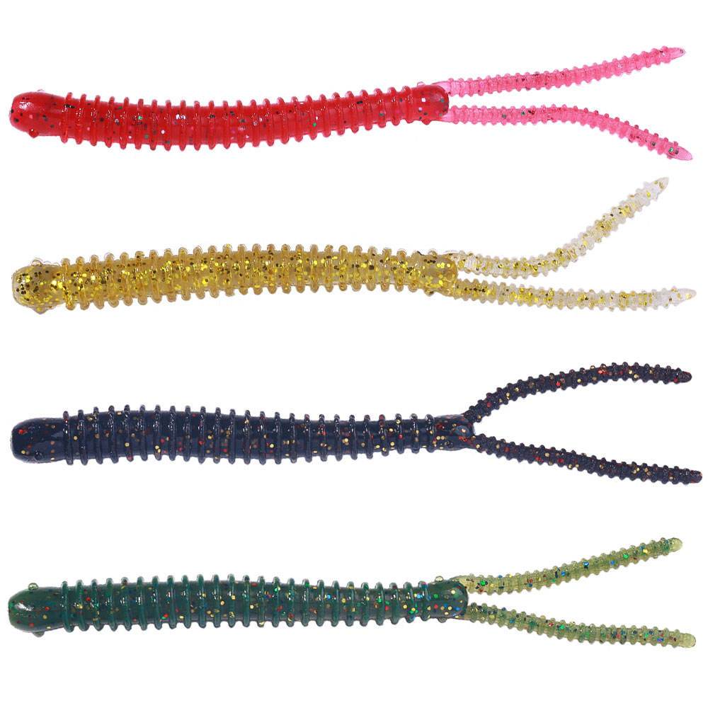 Soft Lure Softlure Cacing Double Tail Worm 12cm 120mm 3.2g 6pcs Pack Softbait Umpan Pancing Bass Gab